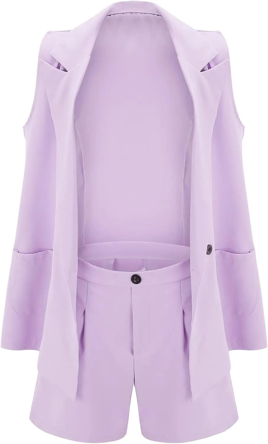 2 Piece Outfits for Women Sleeveless Solid Color Blazer with Shorts Casual Elegant Business Coat for Winter