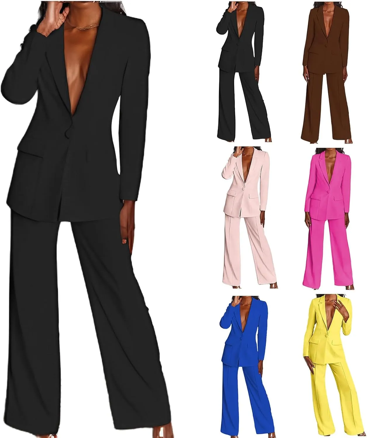2 Piece Pant Suits for Women Dressy Business Casual Outfits Office Work Suit Set Professional Blazer Pant Suits Set
