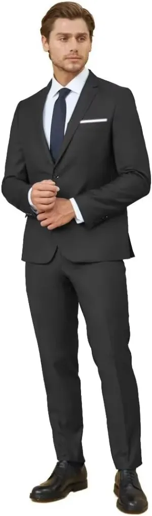 2 Piece Suit Men Classic Fit Men's Suit for Wedding Prom Events 2 Button Solid Notch Lapel Lightweight