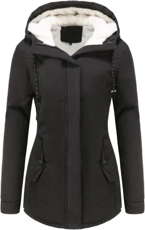 2023 Womens Hooded Trench Coat Winter Thicken Windbreaker Jackets Warm Fleece Lined Outwear Plus Size Overcoat Outwear