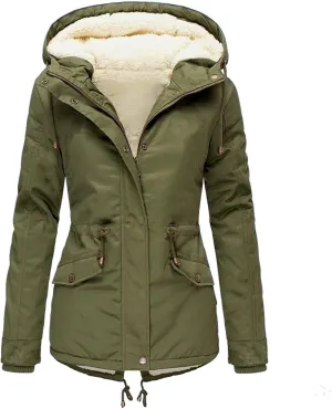 2023 Womens Hooded Trench Coat Winter Thicken Windbreaker Jackets Warm Fleece Lined Outwear Plus Size Overcoat Outwear