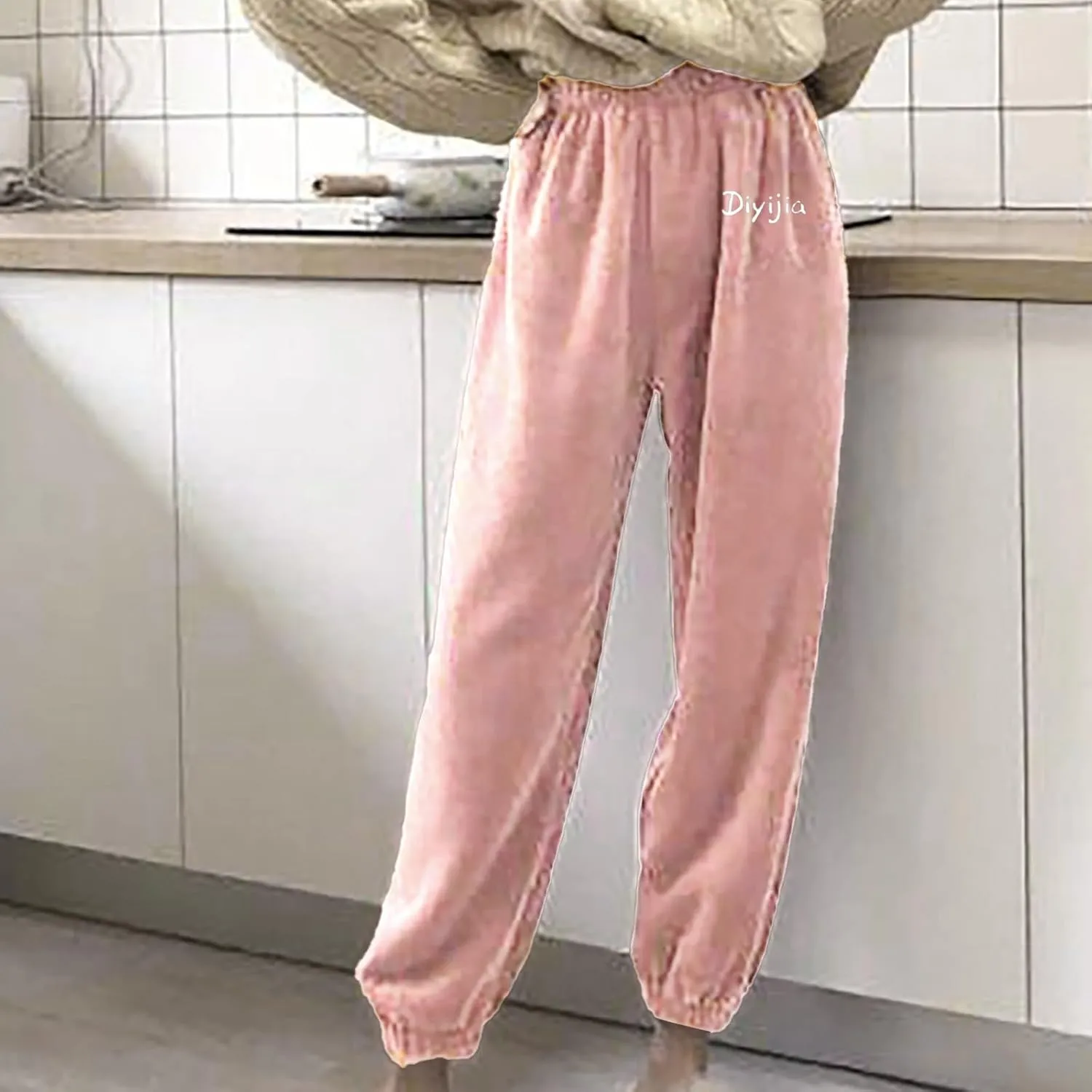 2024 Fashion Women's Coral Fleece Pajama Pants Comfy Warm Pajama Lounge Long Pants Sleepwear Velvet Home Pants