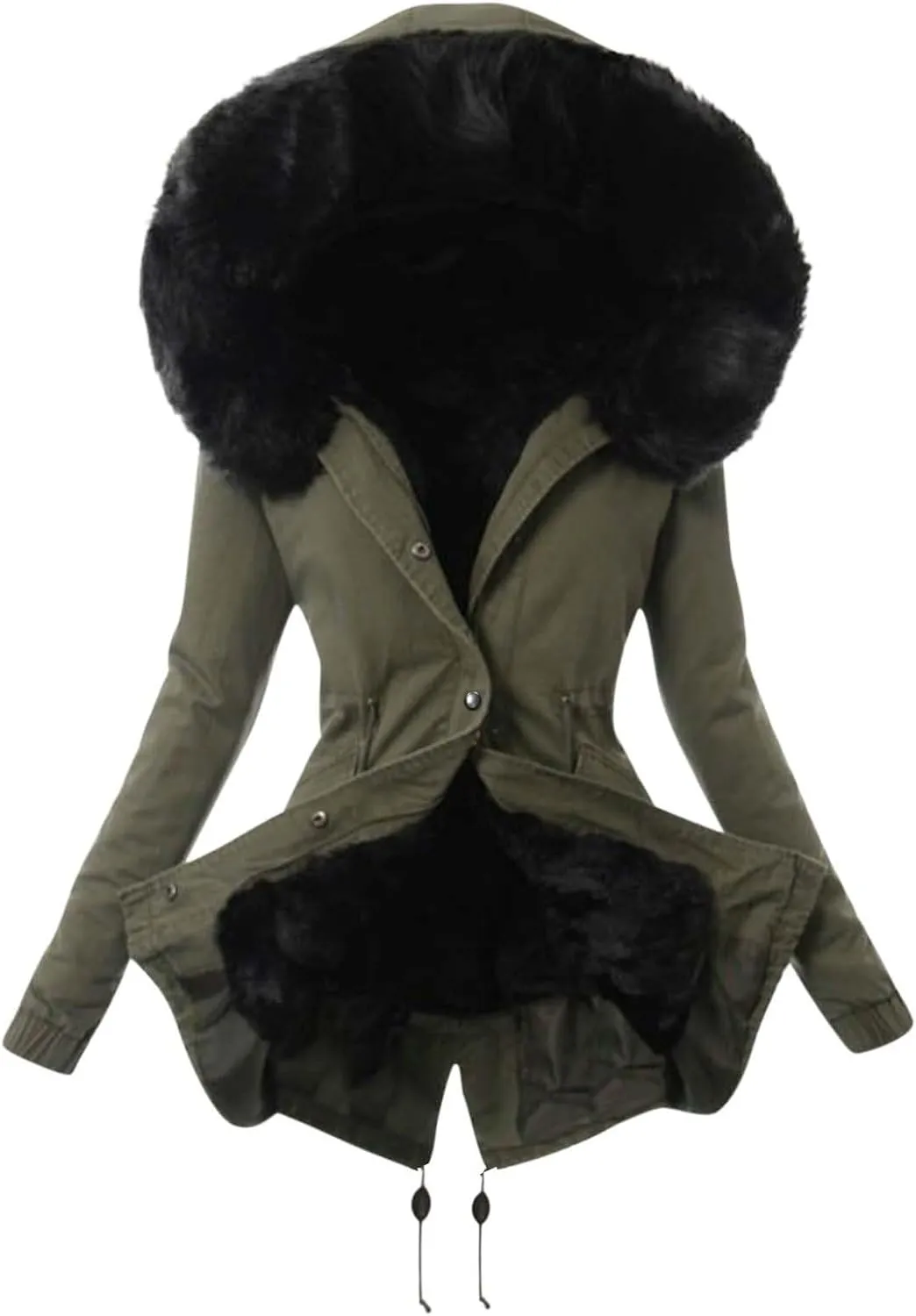 2024 Women Daily Plus Size Winter Coat Lapel Collar Long Sleeve Jacket Vintage Thicken Coat Jacket Warm Hooded Thick