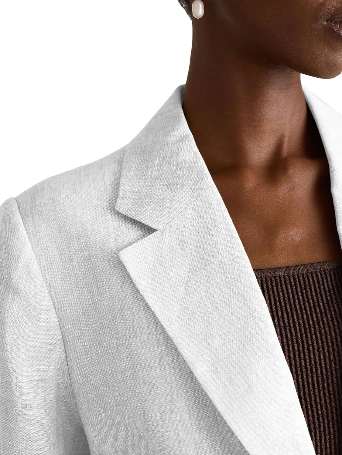2025 Linen Blazers for Women Business Casual Long Sleeve Lapel Open Front Suit Jacket Work Blazer with Pockets