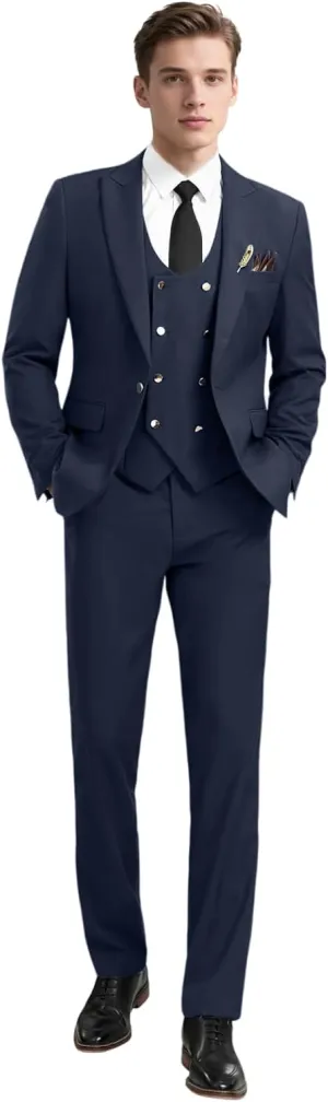 3 Piece Men's Suits Slim Fit Suits Double Breasted Suit Wedding Groomsmen Prom Business Suit Formal Tuxeds Blazer
