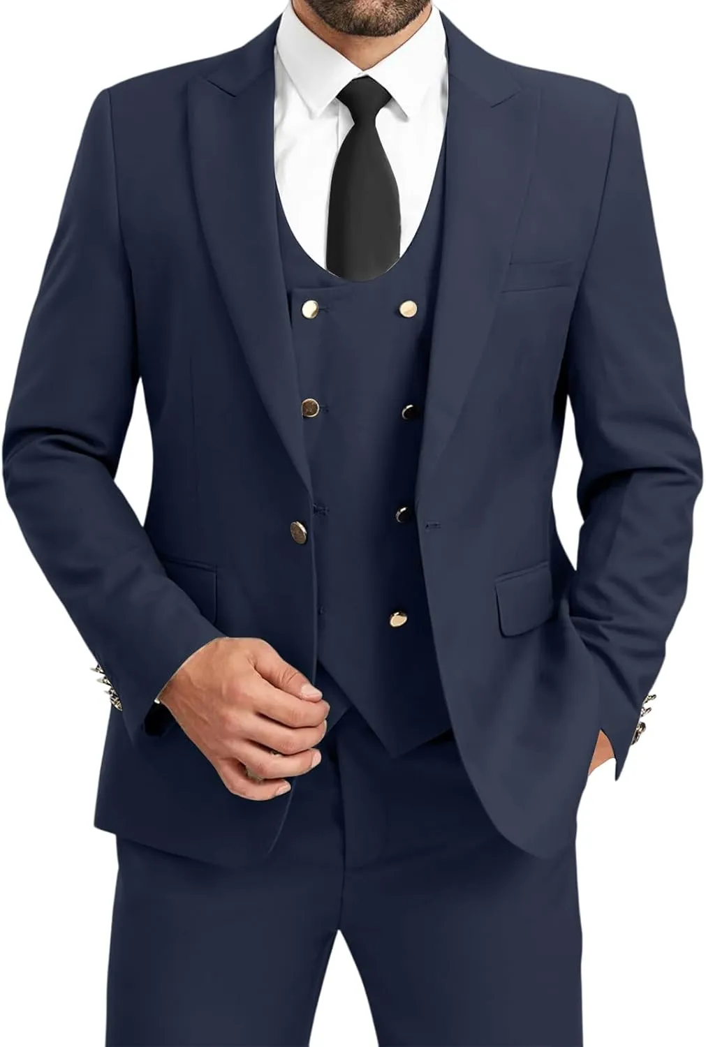 3 Piece Men's Suits Slim Fit Suits Double Breasted Suit Wedding Groomsmen Prom Business Suit Formal Tuxeds Blazer
