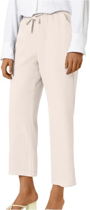 ADHOWBEW Capri Pants for Women Straight Leg Comfy Casual Cotton Elastic Waist Pants