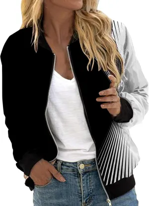 aihihe Womens Zipper Jackets Lightweight Trendy Casual Jacket Dressy Work Outerwear Long Sleeve Loose Fit Streetwear