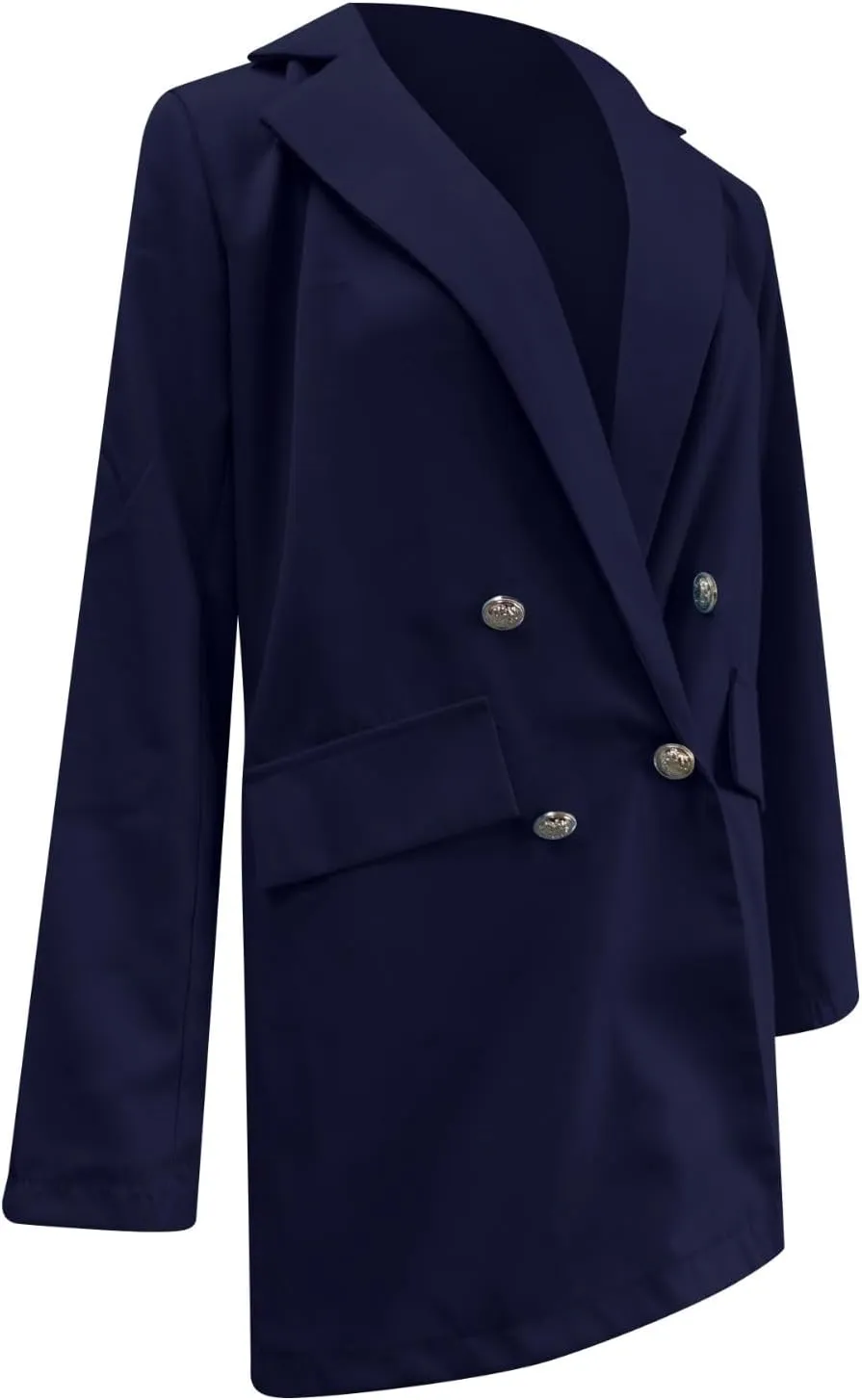 Akklian Women's Blazer Twill Office Jackets Plus Size Fitted Lapel Blazers Double Breasted 3/4 Sleeve Lightweight Suit Jacket
