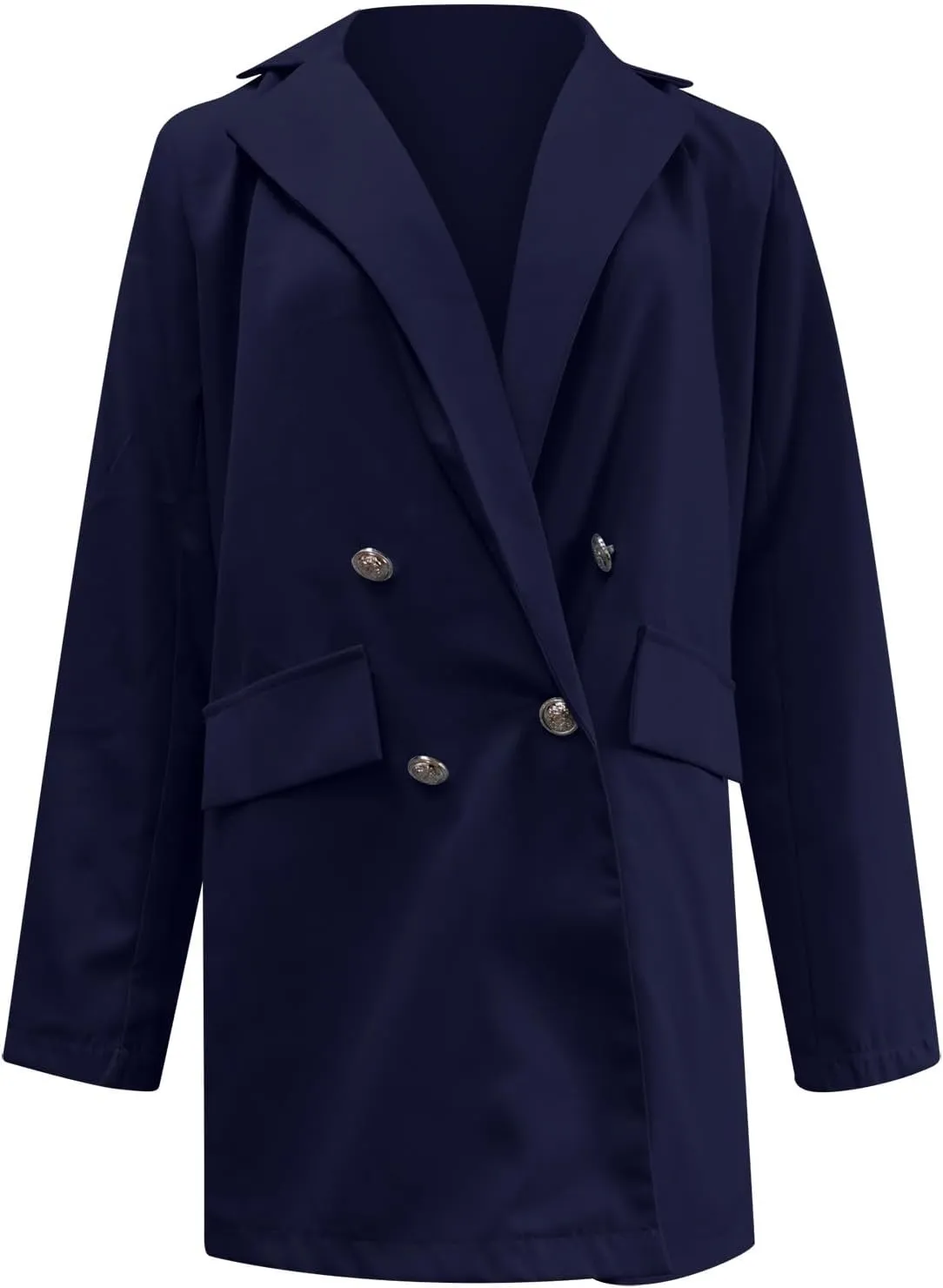 Akklian Women's Blazer Twill Office Jackets Plus Size Fitted Lapel Blazers Double Breasted 3/4 Sleeve Lightweight Suit Jacket
