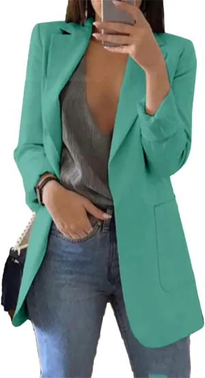 Andongnywell Women's Long Sleeve Slim Suit Jacket Clearance Open Blazer Fit Work Office Cardigan Coat Overcoats
