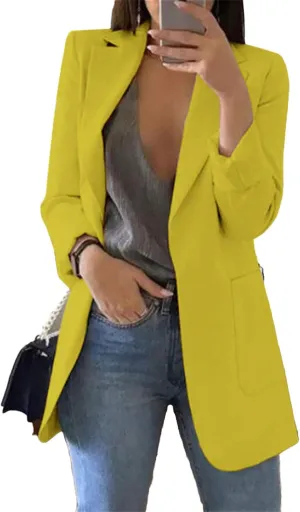 Andongnywell Women's Long Sleeve Slim Suit Jacket Clearance Open Blazer Fit Work Office Cardigan Coat Overcoats