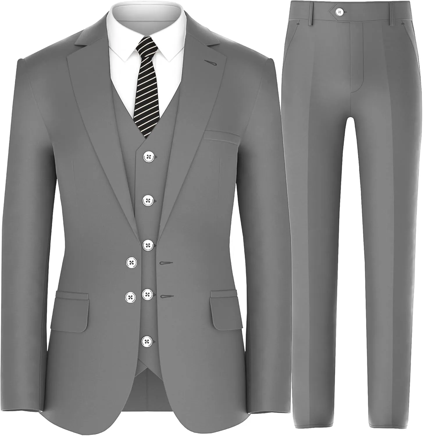 Antonio Uomo Men’s Suit Set – Classic Fit 3 Piece Blazer Single Breasted Jacket Vest Pants for Business Wedding Dress Suits