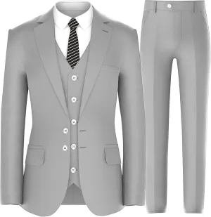 Antonio Uomo Men’s Suit Set – Classic Fit 3 Piece Blazer Single Breasted Jacket Vest Pants for Business Wedding Dress Suits