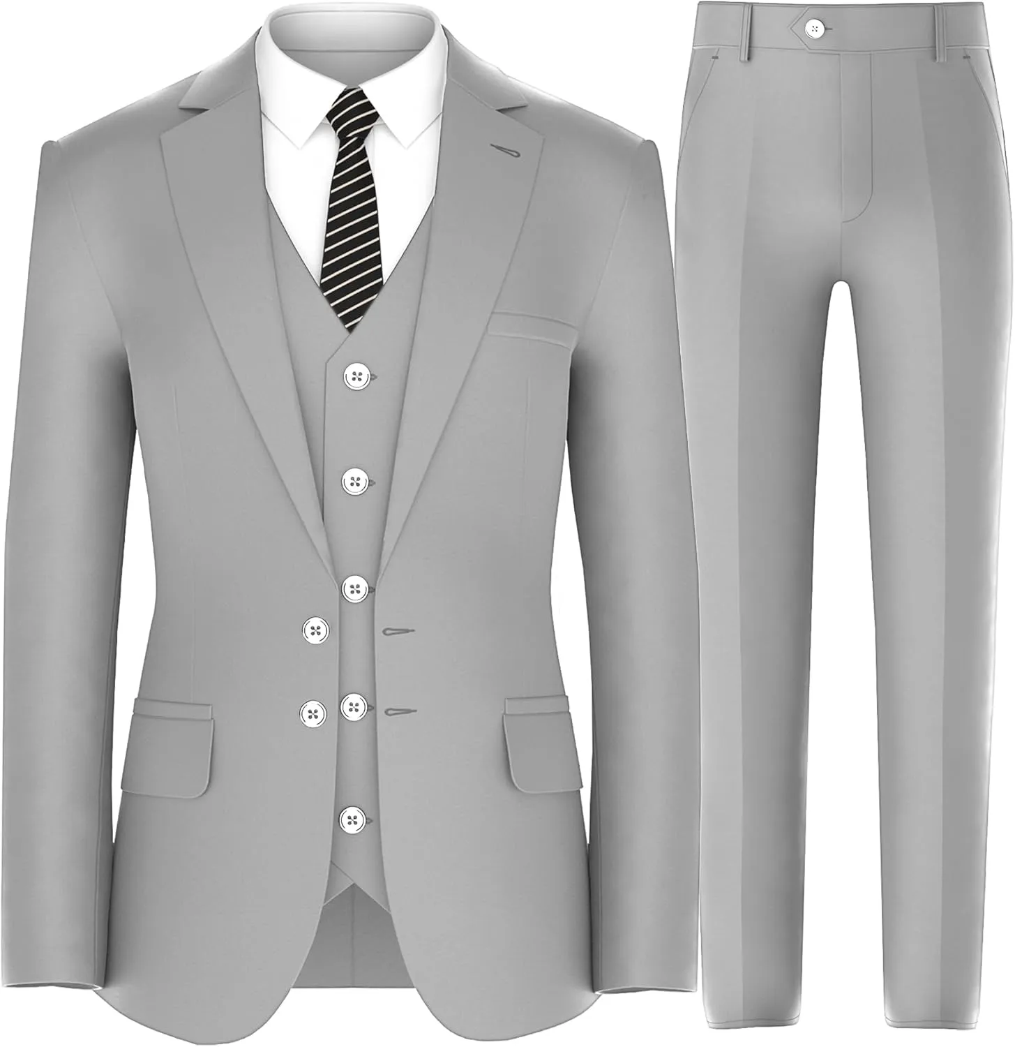 Antonio Uomo Men’s Suit Set – Classic Fit 3 Piece Blazer Single Breasted Jacket Vest Pants for Business Wedding Dress Suits