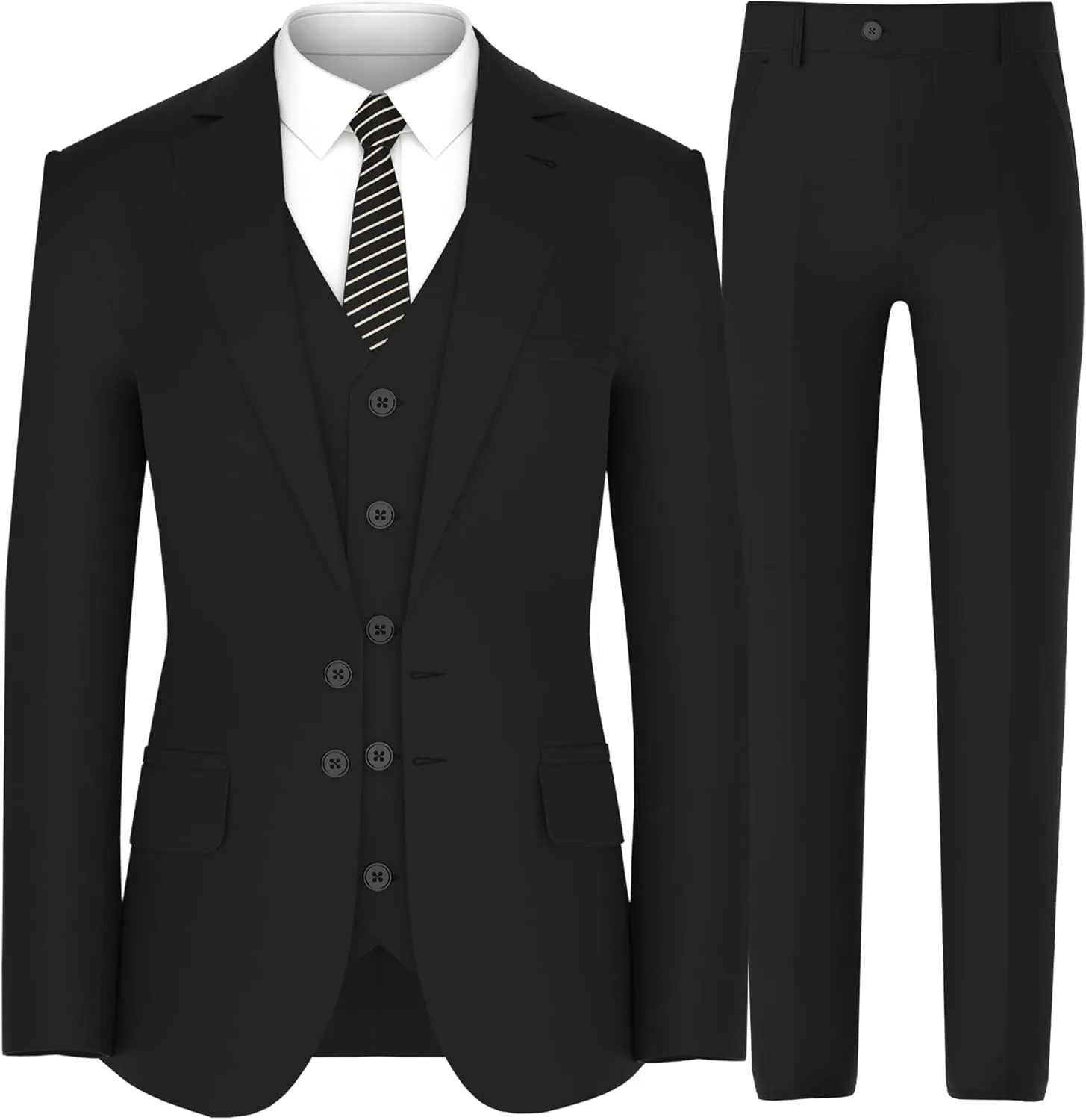 Antonio Uomo Men’s Suit Set – Classic Fit 3 Piece Blazer Single Breasted Jacket Vest Pants for Business Wedding Dress Suits