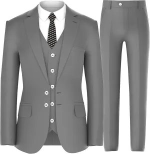 Antonio Uomo Men’s Suit Set – Classic Fit 3 Piece Blazer Single Breasted Jacket Vest Pants for Business Wedding Dress Suits