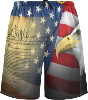Bald Eagle American Flag Patriotic USA Print Men's Pajama Pants Shorts Sleepwear Lounge Pajama Bottoms