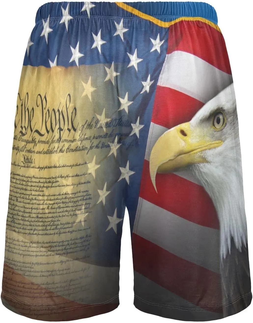 Bald Eagle American Flag Patriotic USA Print Men's Pajama Pants Shorts Sleepwear Lounge Pajama Bottoms