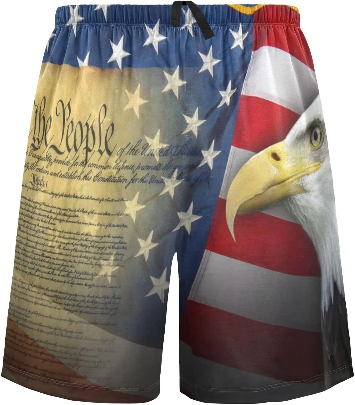 Bald Eagle American Flag Patriotic USA Print Men's Pajama Pants Shorts Sleepwear Lounge Pajama Bottoms