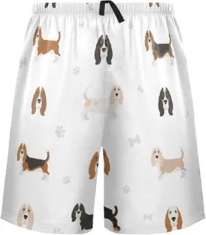 Basset Hound Puppy Pattern Men's Pajama Pants Shorts Sleepwear Lounge Pajama Bottoms
