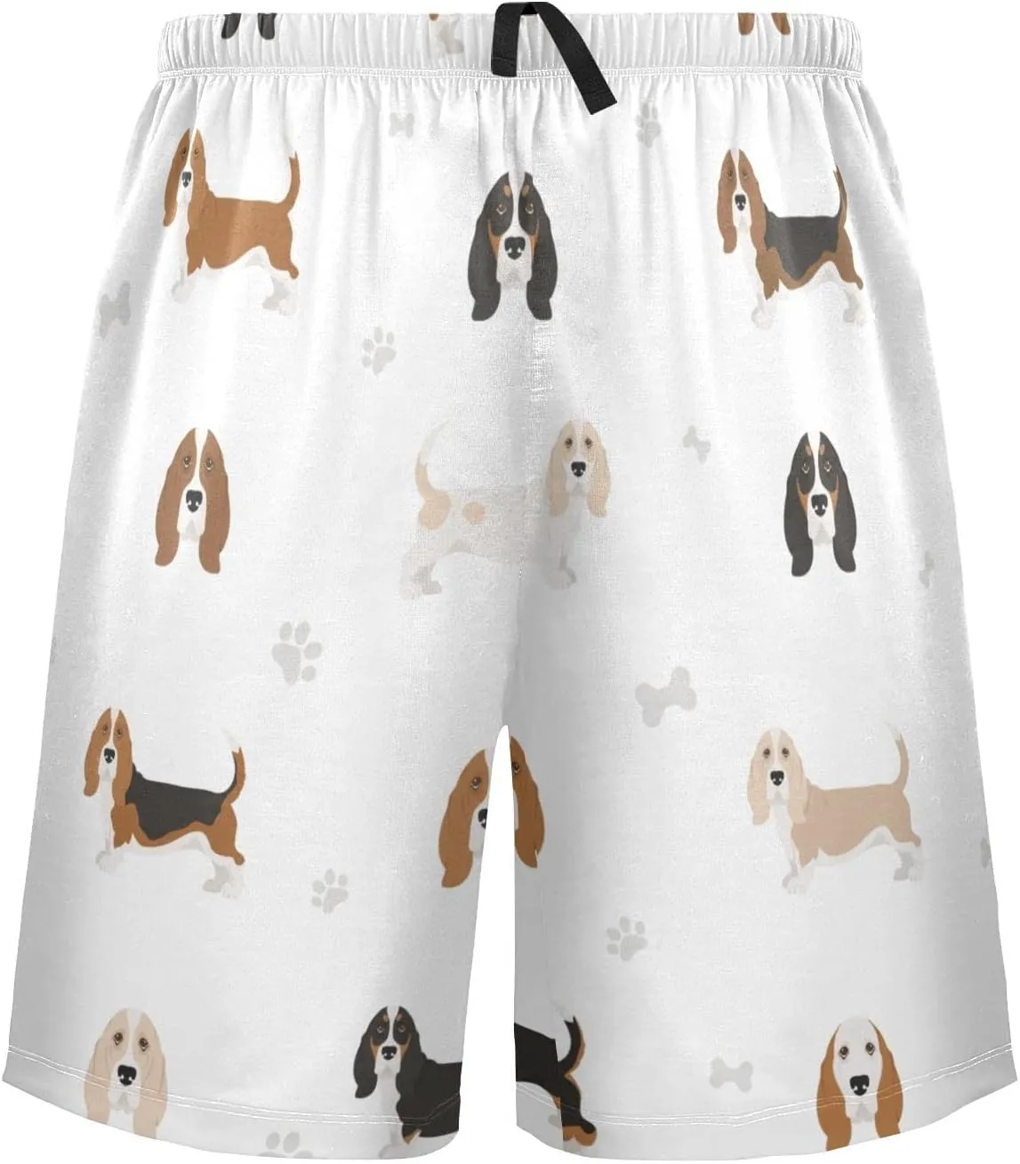 Basset Hound Puppy Pattern Men's Pajama Pants Shorts Sleepwear Lounge Pajama Bottoms