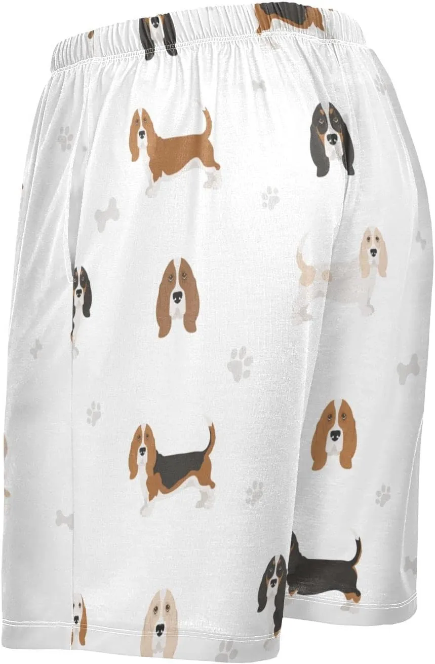 Basset Hound Puppy Pattern Men's Pajama Pants Shorts Sleepwear Lounge Pajama Bottoms