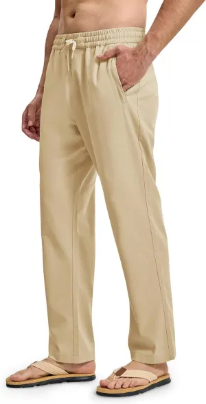 BASUDAM Men's Casual Pants Elastic Waist Drawstring Lightweight Zipper Pockets, Beach Pants, Sweatpants
