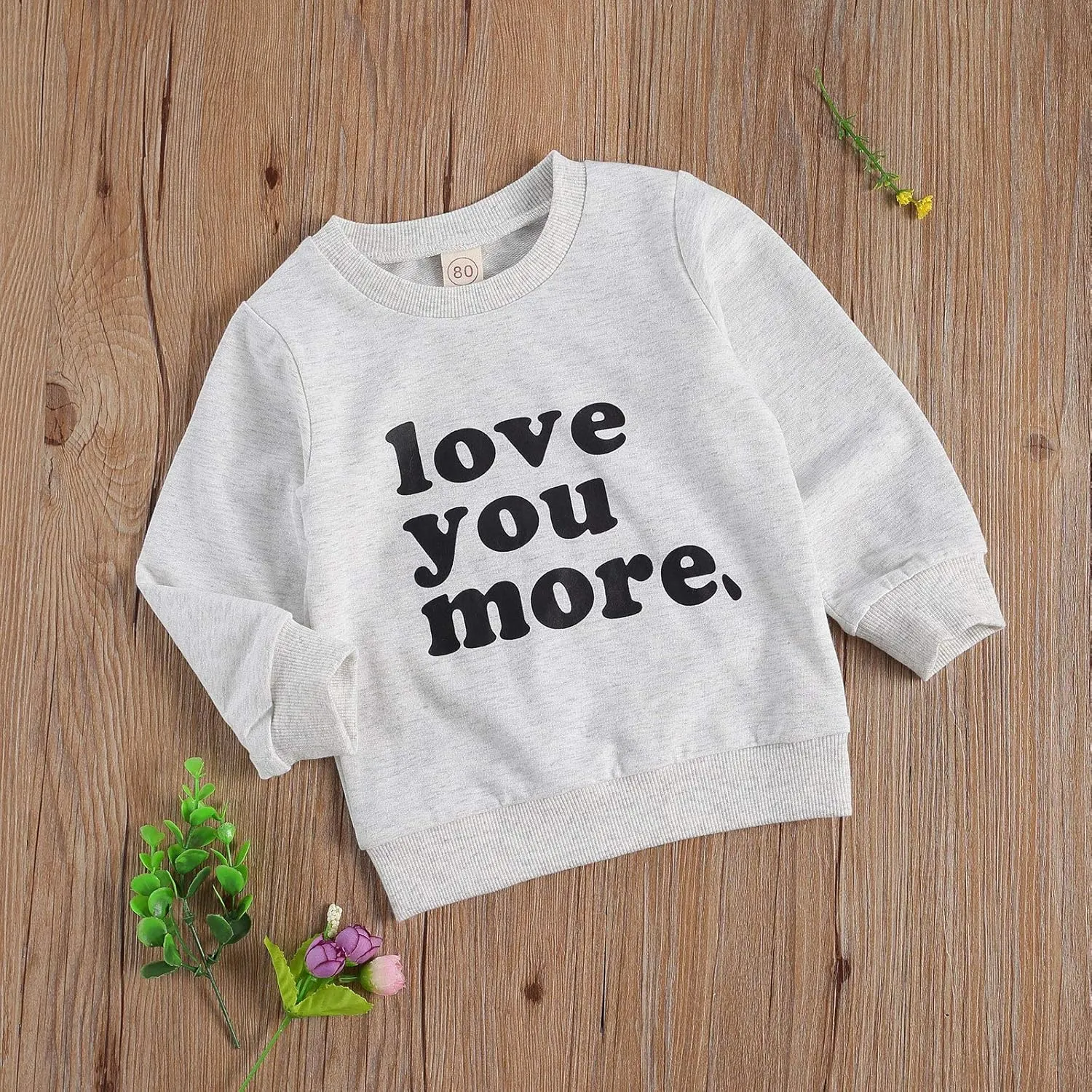 BeQeuewll Infant Toddler Boys Girls Crewneck Sweatshirt Love You More Letter Printed Long Sleeve Pullover Shirt Sweater Tops