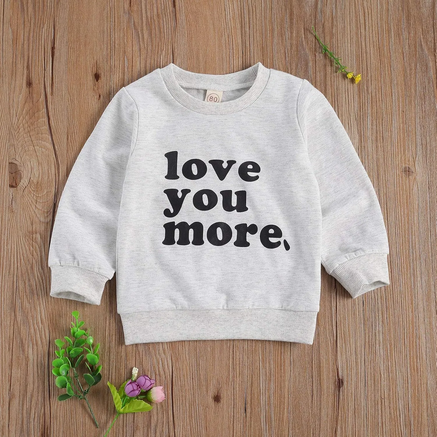 BeQeuewll Infant Toddler Boys Girls Crewneck Sweatshirt Love You More Letter Printed Long Sleeve Pullover Shirt Sweater Tops