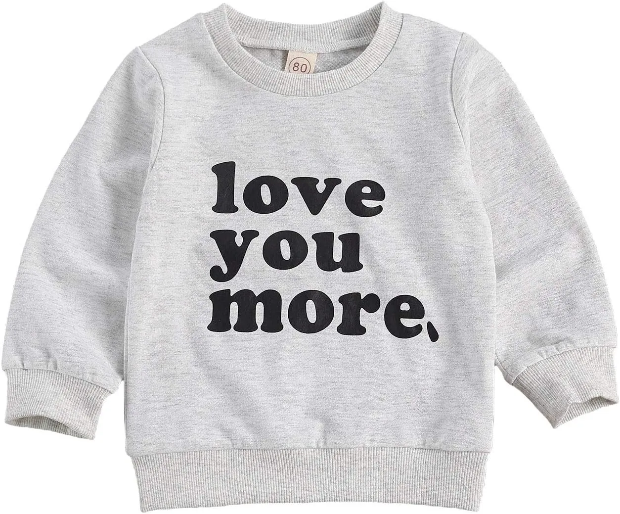BeQeuewll Infant Toddler Boys Girls Crewneck Sweatshirt Love You More Letter Printed Long Sleeve Pullover Shirt Sweater Tops