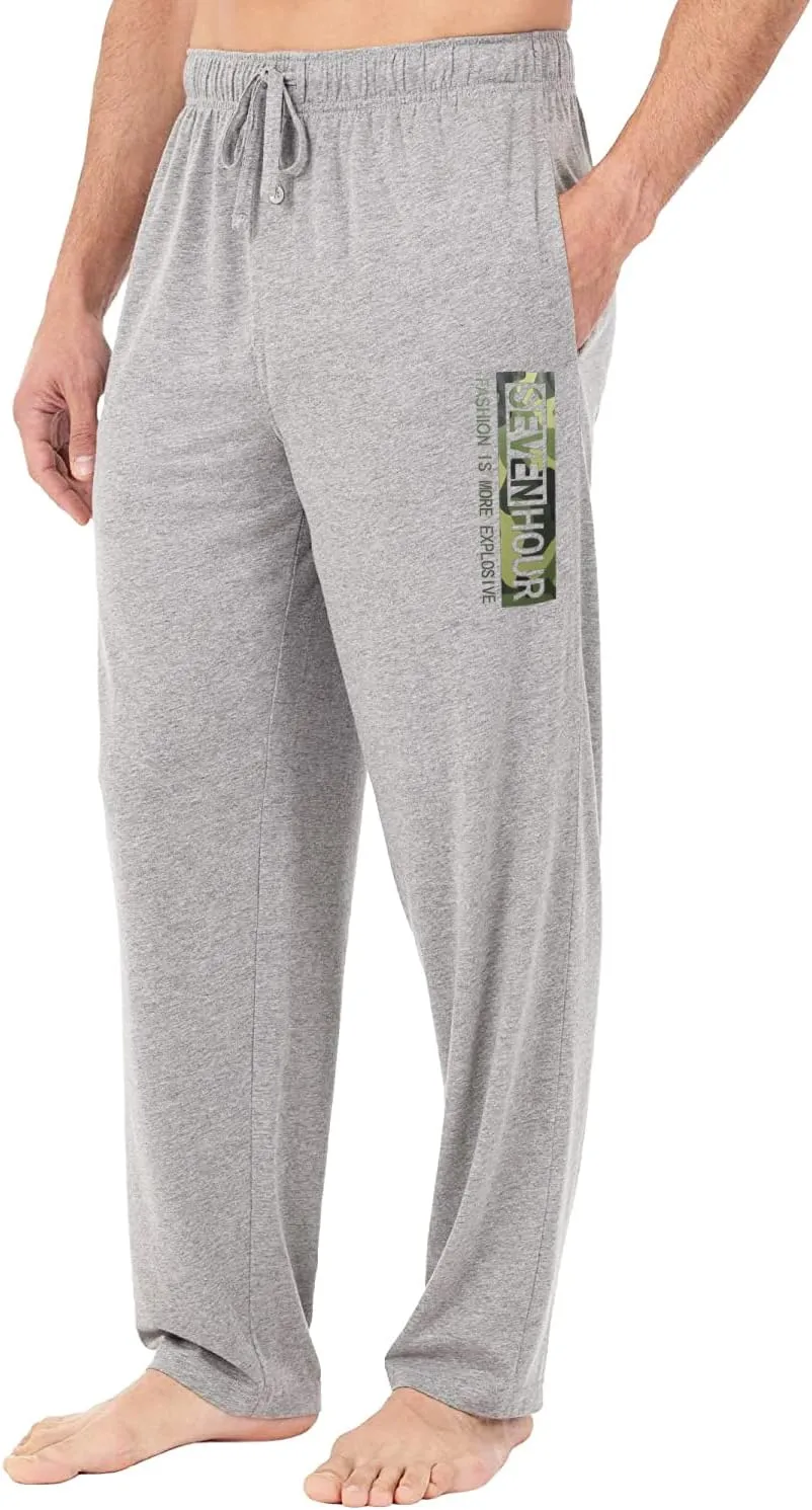 Bintangor Men's Sleep Pajama Pants 100% Cotton Knit Elastic Waistband Lounge Wear Long
