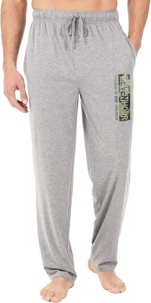 Bintangor Men's Sleep Pajama Pants 100% Cotton Knit Elastic Waistband Lounge Wear Long