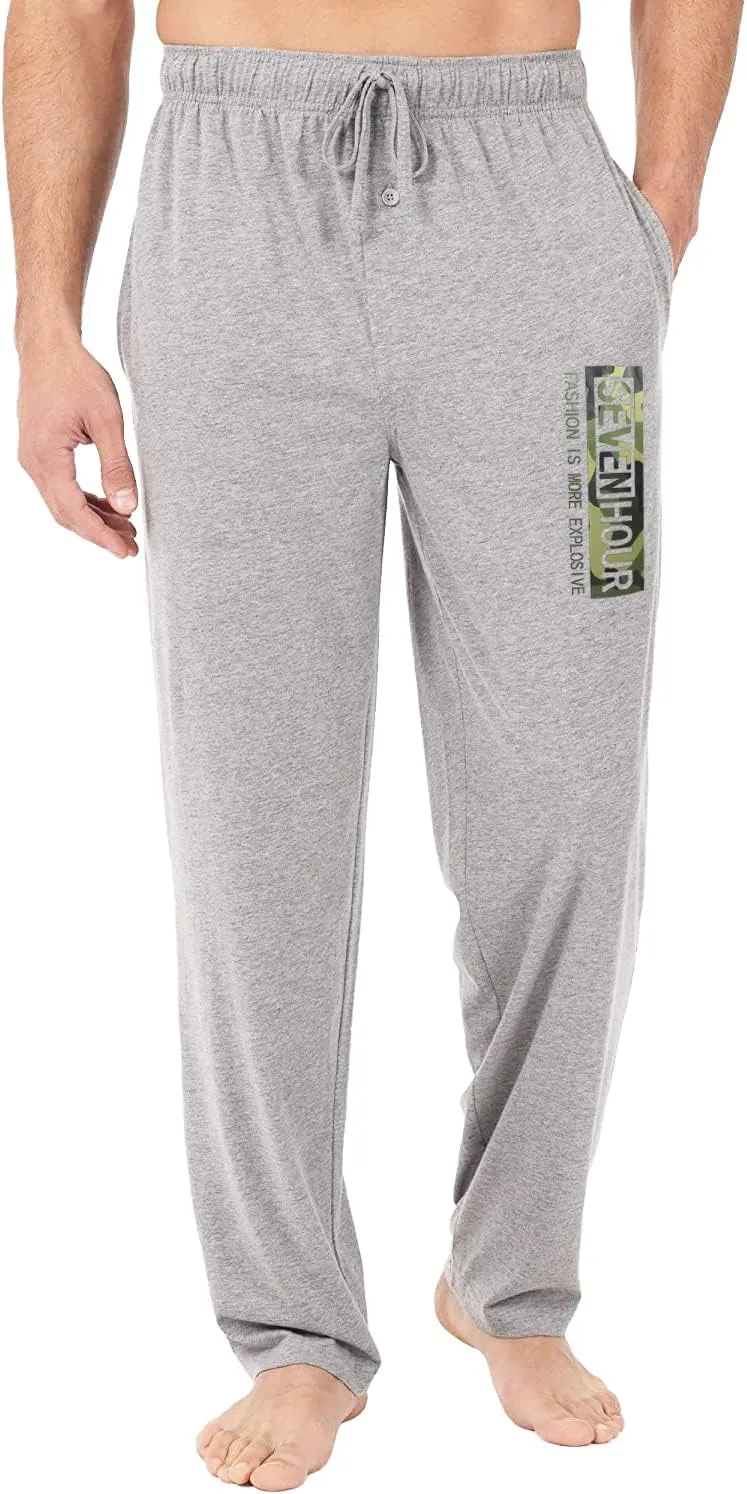 Bintangor Men's Sleep Pajama Pants 100% Cotton Knit Elastic Waistband Lounge Wear Long