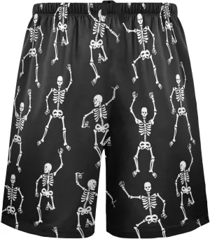 Black Skeleton Dancing Men's Pajama Pants Shorts Sleepwear Lounge Pajama Bottoms