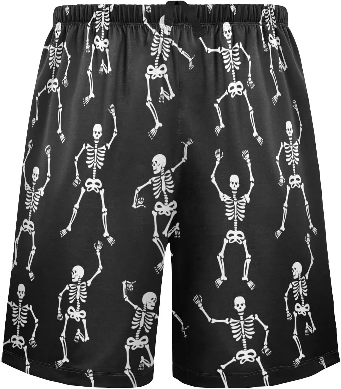 Black Skeleton Dancing Men's Pajama Pants Shorts Sleepwear Lounge Pajama Bottoms