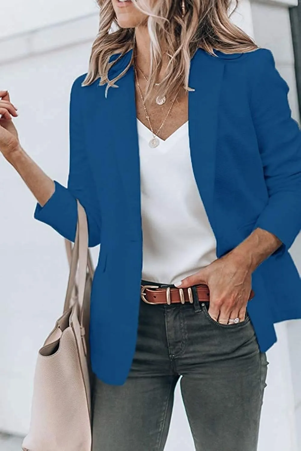 Blazers for Women Business Casual with Pockets Long Sleeve Open Front Blazer Fashion 2024 Work Office Suits Jacket