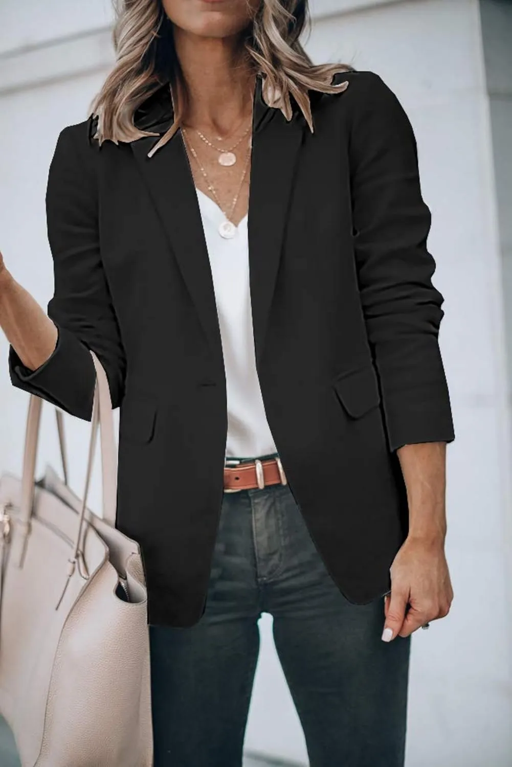 Blazers for Women Business Casual with Pockets Long Sleeve Open Front Blazer Fashion 2024 Work Office Suits Jacket