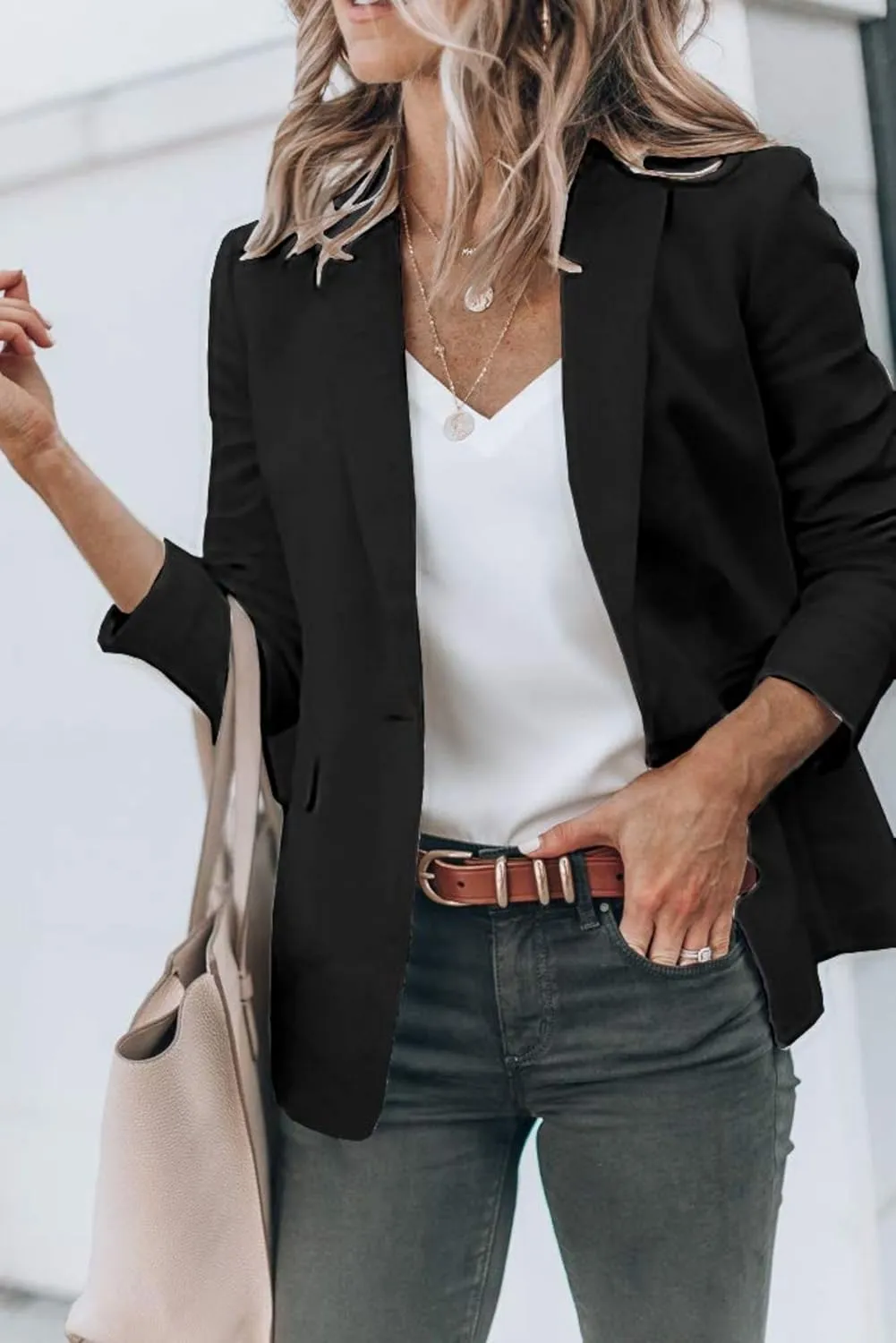 Blazers for Women Business Casual with Pockets Long Sleeve Open Front Blazer Fashion 2024 Work Office Suits Jacket