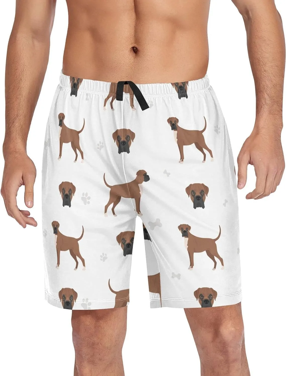 Boxer Dog Pattern Men's Pajama Pants Shorts Sleepwear Lounge Pajama Bottoms