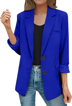 Business Blazers for Women Trendy Lapel Button Down Long Sleeve Blazer Jackets Dressy Open Front Office Suit Jackets