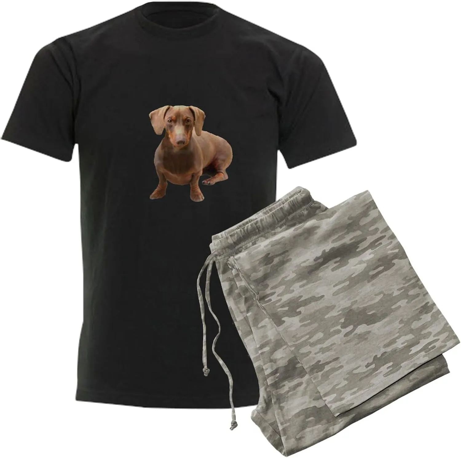 CafePress Red Short Hair Dachshund Men's Dark Pajamas Novelty Men's Pajama Set, Comfortable PJ Sleepwear