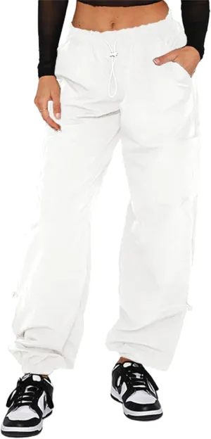 Cargo Pants for Women Casual Drawstring Adjustable Elastic Waist Joggers with Pockets