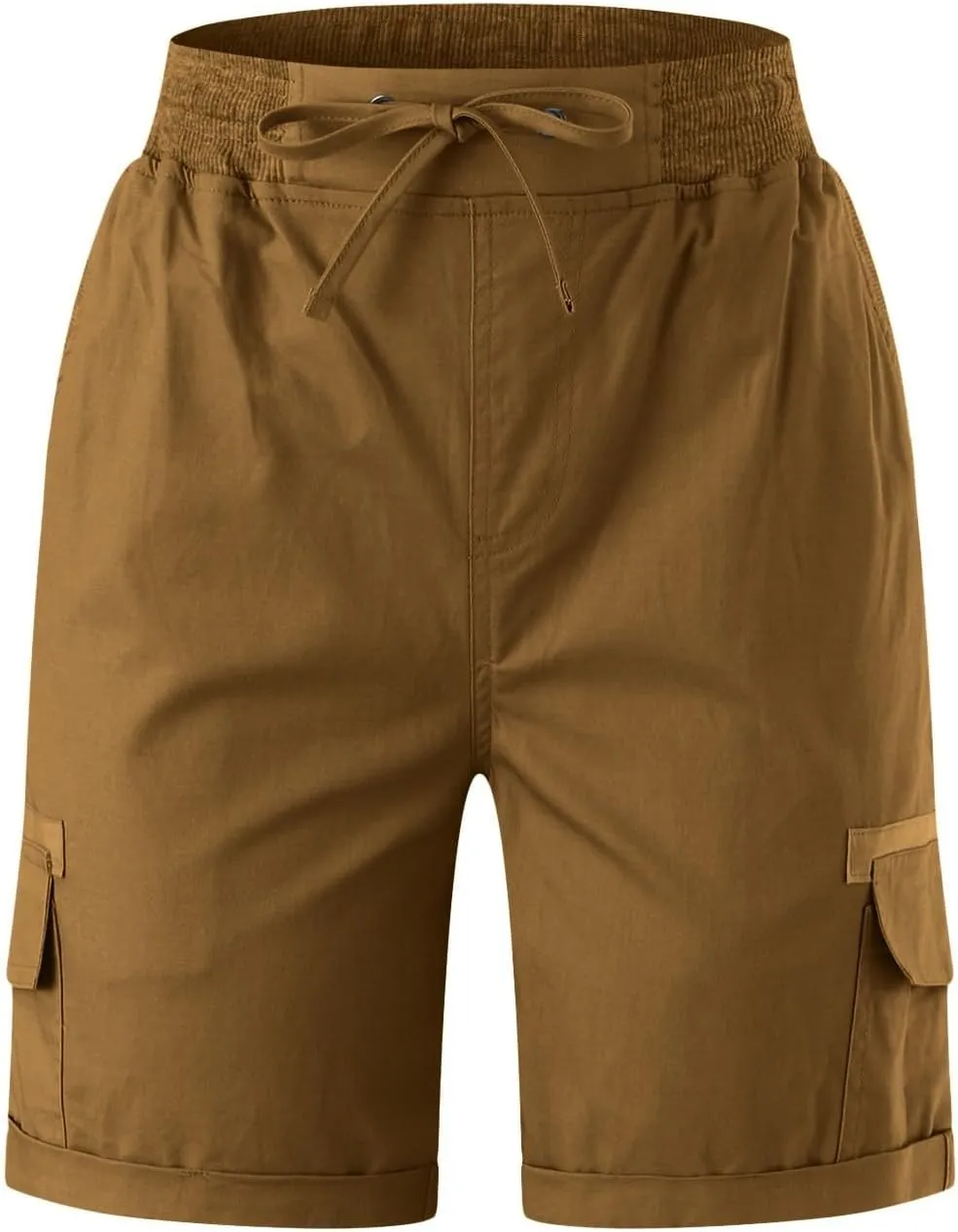 Cargo Shorts for Women Casual Summer High Waisted Chino Shorts Ribbed Elastic Waist Comfy Shorts 2024 Trendy