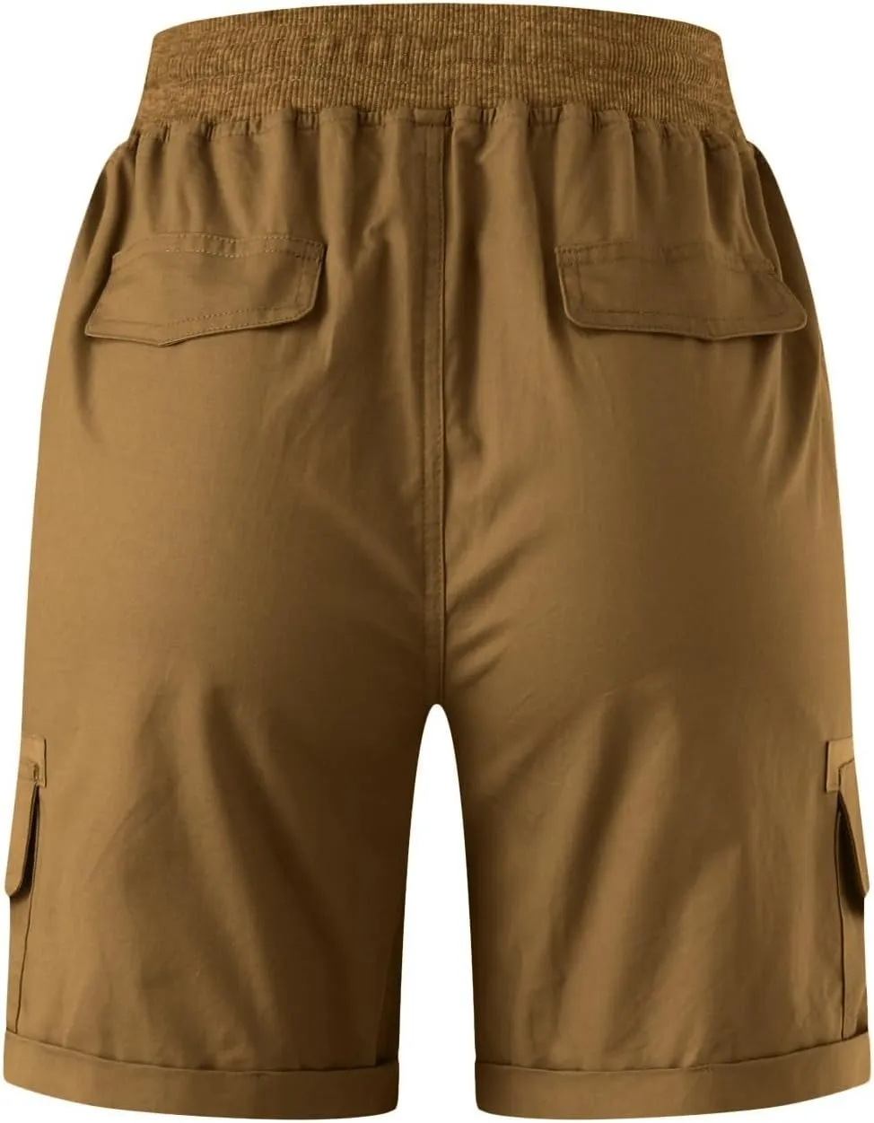 Cargo Shorts for Women Casual Summer High Waisted Chino Shorts Ribbed Elastic Waist Comfy Shorts 2024 Trendy