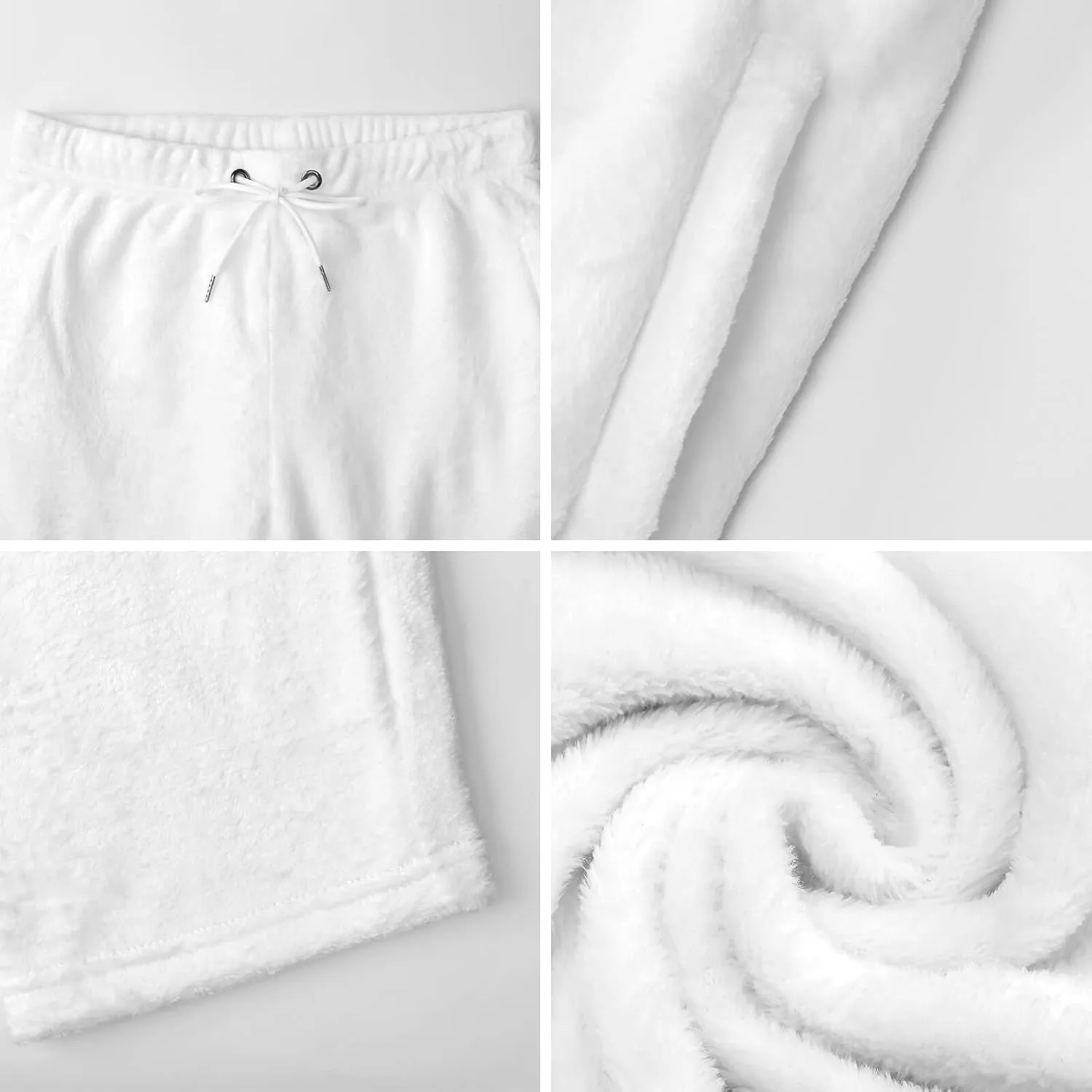 Cartoon White Rabbit Flower Women's Pajama Pants Fleece Warm Pj Bottoms Sleepwear Lounge Pants Loungewear