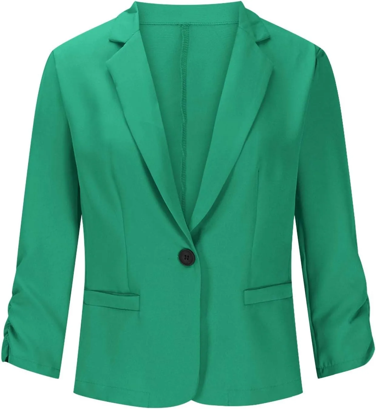 Casual Blazers for Women Fashion Lapel Open Front 3/4 Sleeve Suit Jackets Slim Fit Solid Color Office Wort Blazer