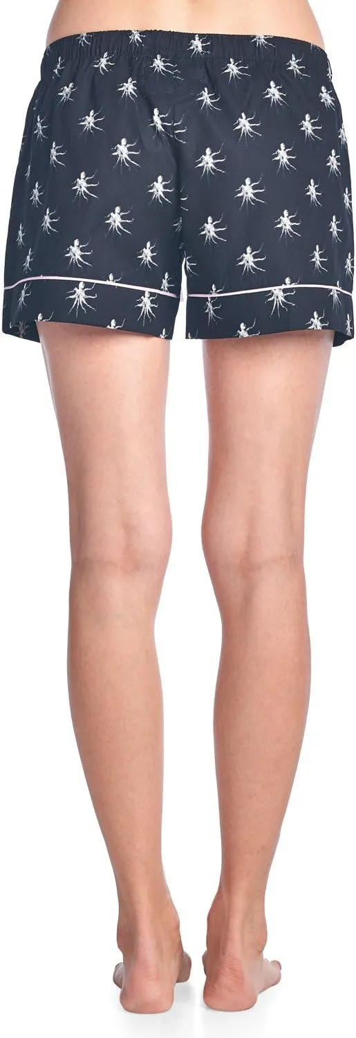 Casual Nights Women's 2 Pack Cotton Woven Lounge Boxer Shorts