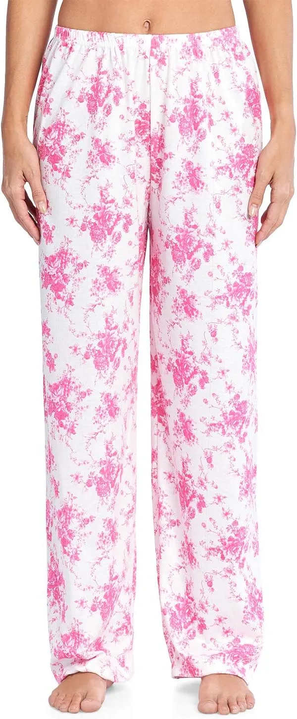 Casual Nights Women's Embroidered Contrast Print Long Sleeve Pajama Set