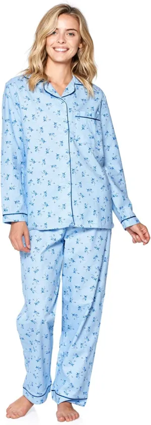 Casual Nights Women's Flannel Long Sleeve PJ's Button Down Sleepwear Pajama Set